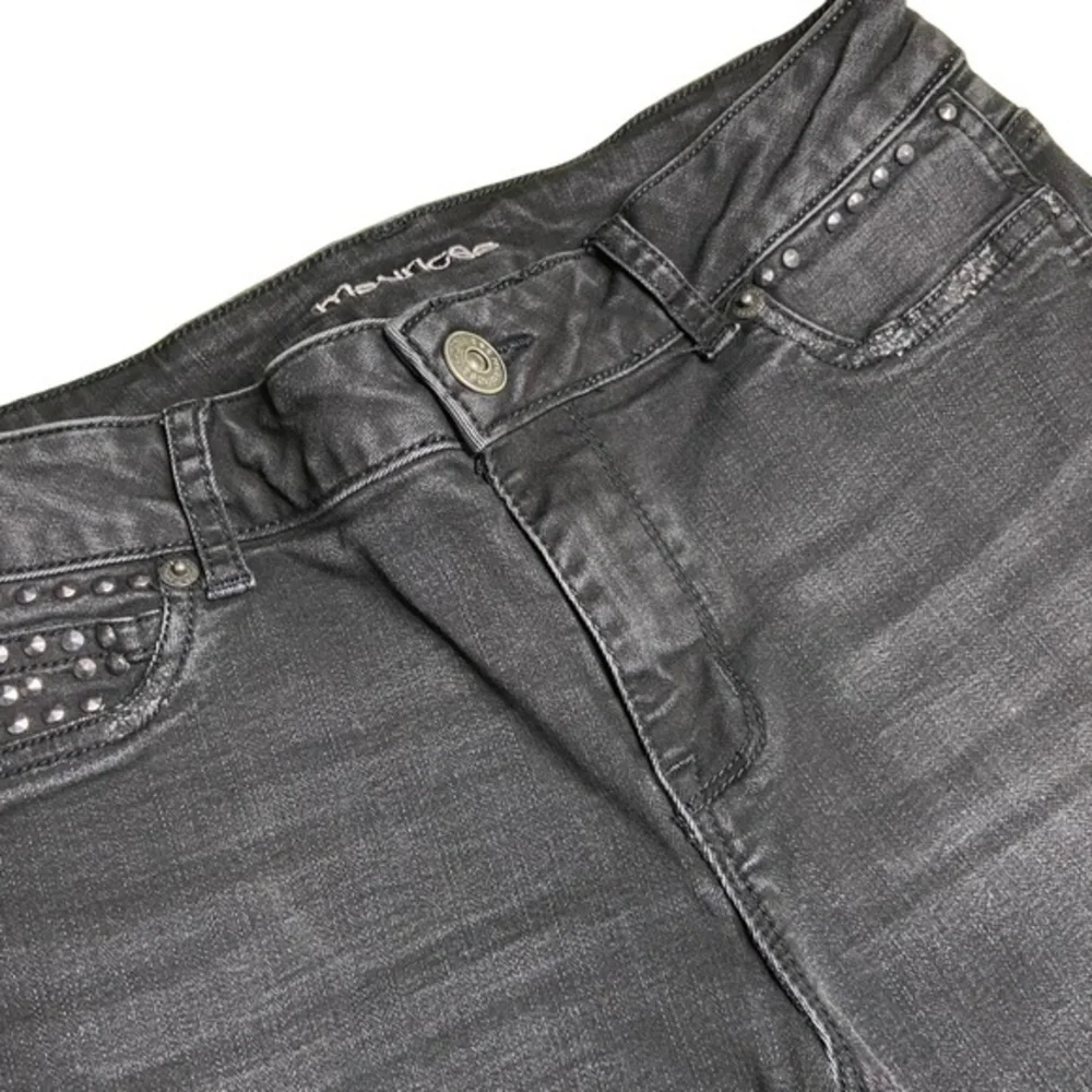 Maurices Jeans Faded Black Studded Skinny Jeans Size Medium Regular 8 10 - Picture 6 of 14